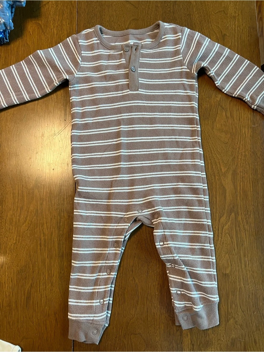 Carter's ‘Thankful for you' Sweatshirt and Brown Striped Henley One Piece Bundle